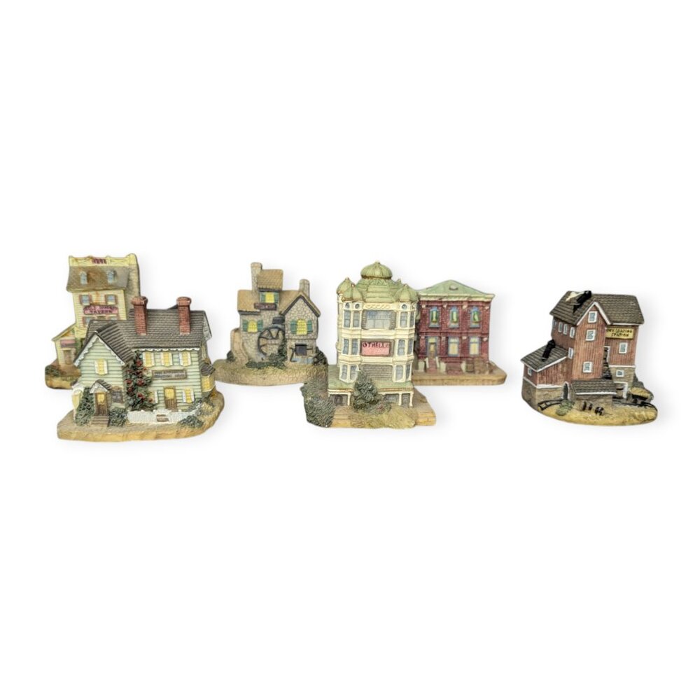 Vintage 1993 International Resourcing Services Inc Resin Mini Houses Lot Of 6
